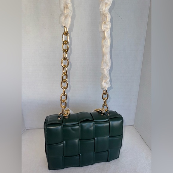 New Urban Expressions Dark Hunter Green Woven Shoulder Women’s Bag Purse-NWT - Picture 7 of 14